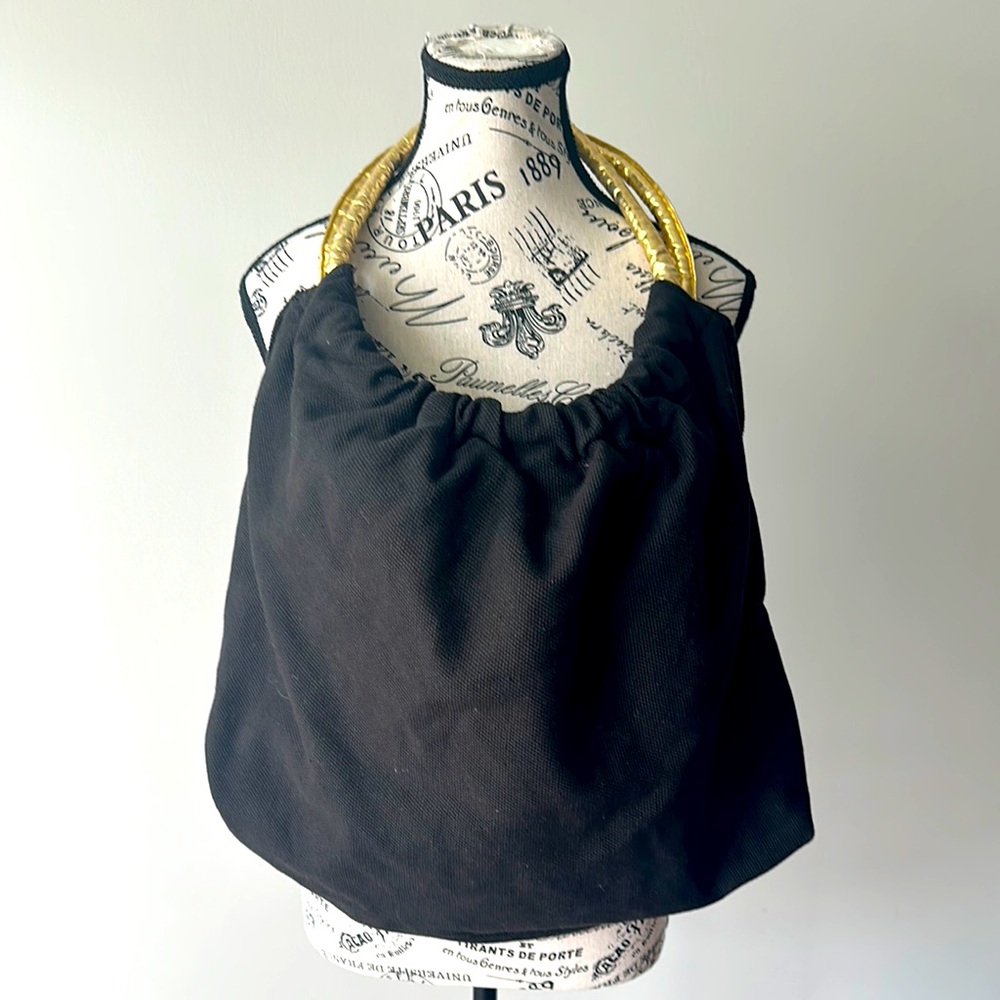 Black Handbag with Gold Handles